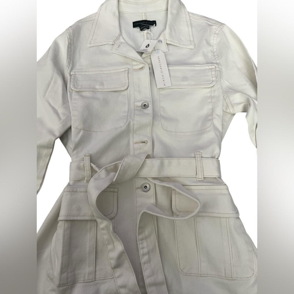 SANCTUARY denim off white utility casual shirt dress Size Medium Nwt - Picture 5 of 9
